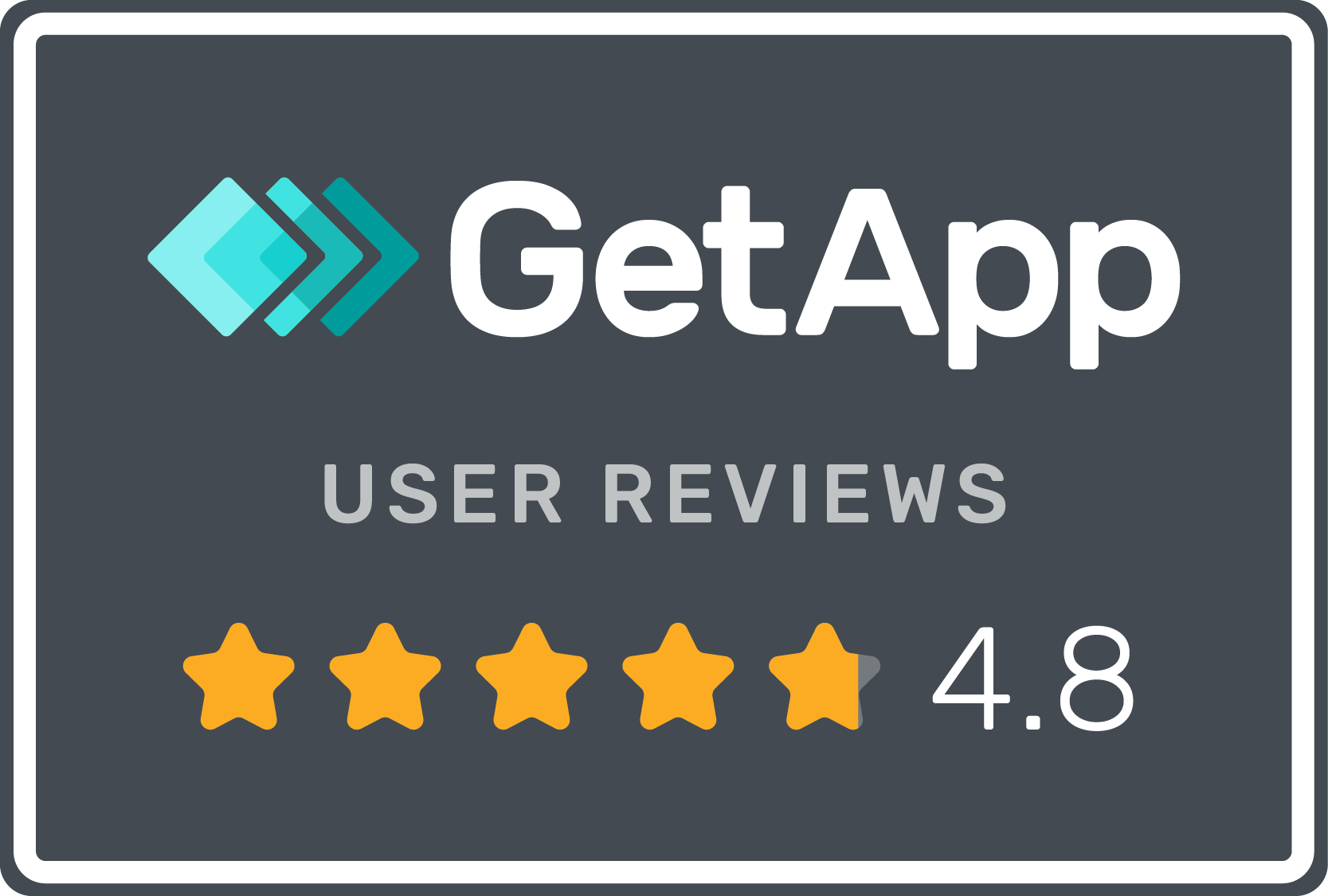 GetApp User Reviews rating 4.8 out of 5 stars